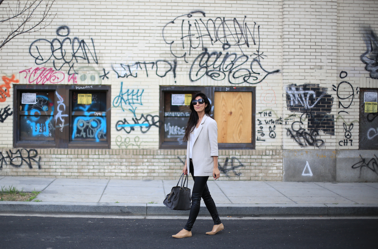 The same look can work for a chill daytime hang (like shopping in Soho or brunching with friends) if you swap out the heels for some fashion-friendly flats!