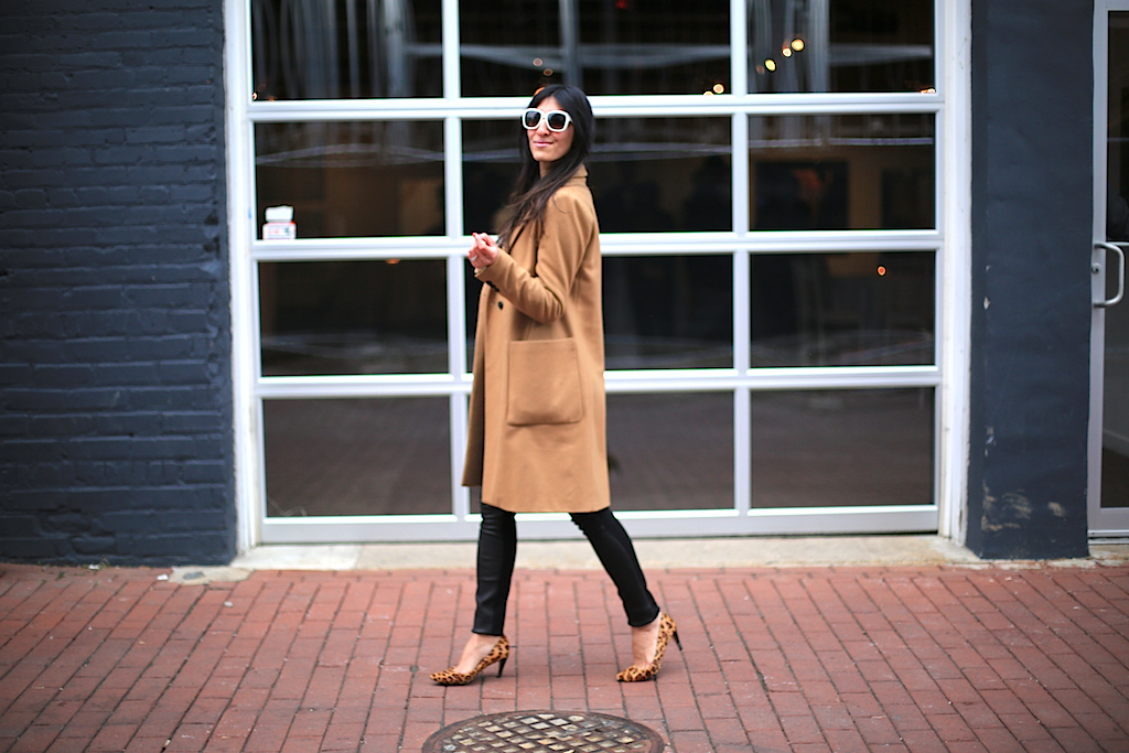 A neutral colored coat (like this camel it color of the season!) helps play up the depth of textures in this pant and keeps you warm on those cool spring evenings!