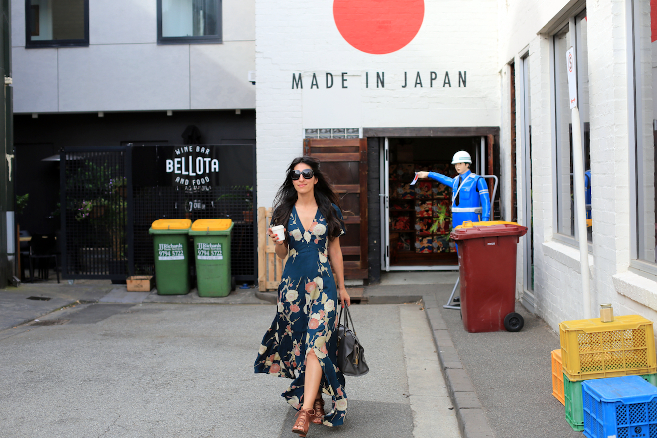 A simple slit up the front can give extra movement and keep the covered up look from looking too frumpy (avoid a thigh-high slit because that can throw the pretty feminine vibes totally off balance in the wrong way) | Wynyard Cafe - South Melbourne, Australia